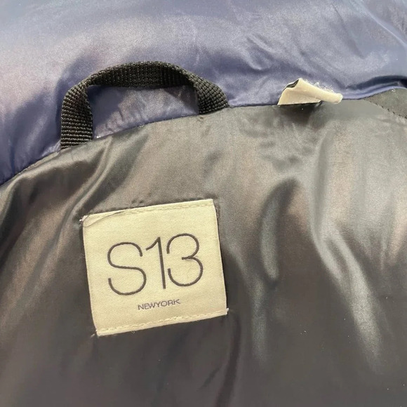 S13 Quilted Down Short Puffer Jacket  Navy Blue Size‎ XS - Picture 7 of 11
